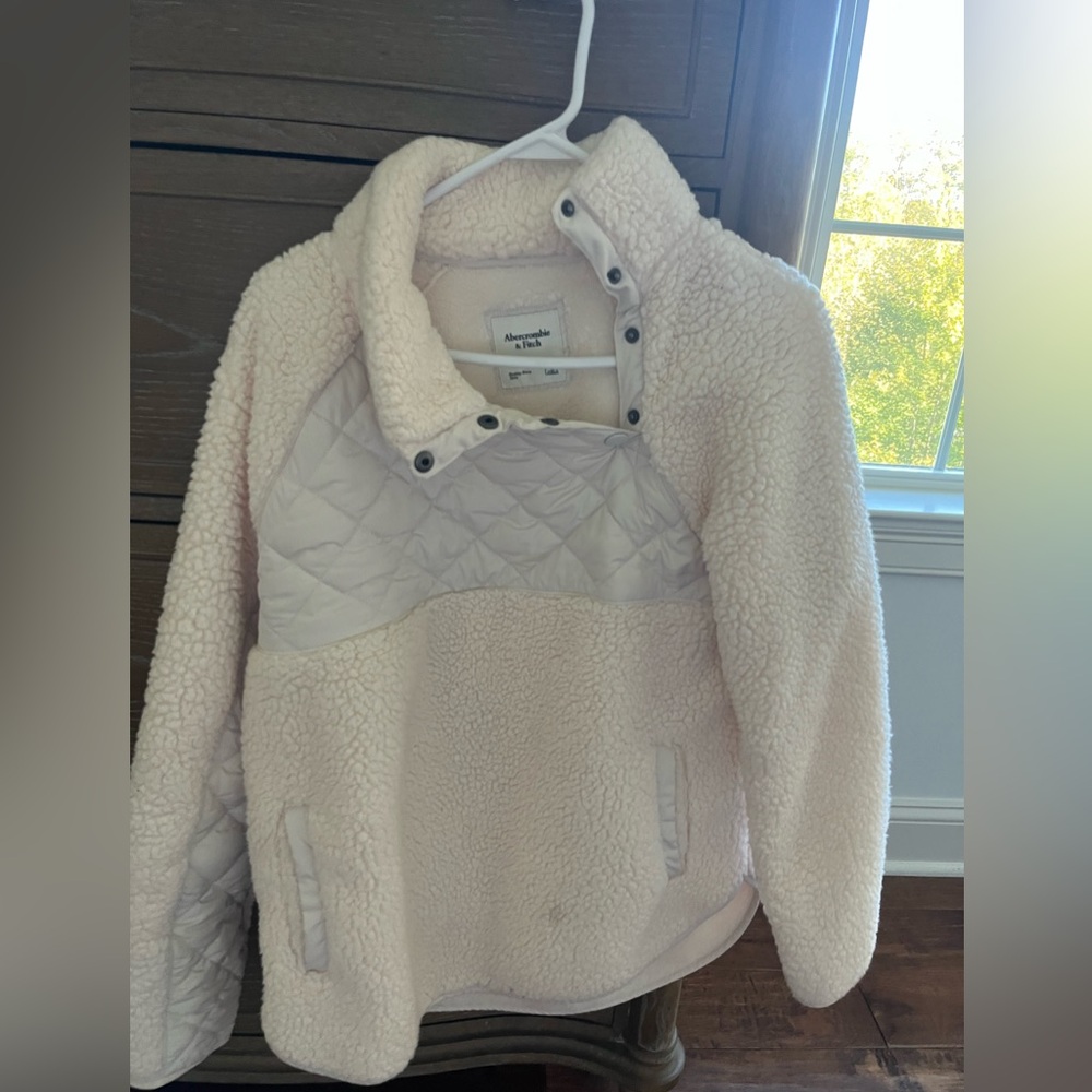Abercrombie and Fitch Sherpa Pullover with Quilted Detail